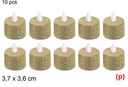 10 velas led purpurina oro 3.7x3.6cm