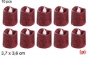 10 velas led purpurina roja 3.7x4cm