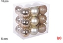 18 bolas champagne brillo/mate/purpurina 6cm