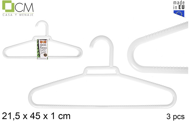 3 perchas extra fuerte blancas