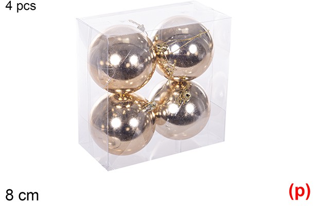 4 bolas champagne brillo 8cm