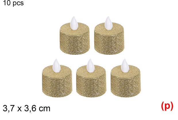 5 velas led purpurina oro 3.7x3.6cm