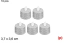 5 velas led purpurina plata 3.7x3.6cm