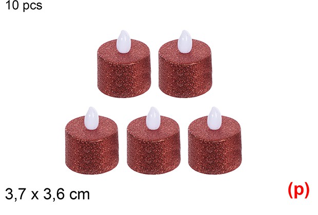 5 velas led purpurina roja 3.7x3.6cm