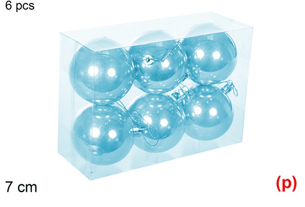 6 bolas turquesa brillo 7cm