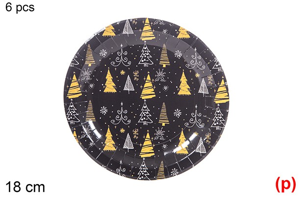 6 platos papel decorado navidad 18cm-5