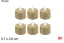 6 velas led purpurina oro 3.7x3.6cm