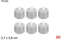 6 velas led purpurina plata 3.7x3.6cm