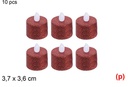 6 velas led purpurina roja 3.7x3.6cm