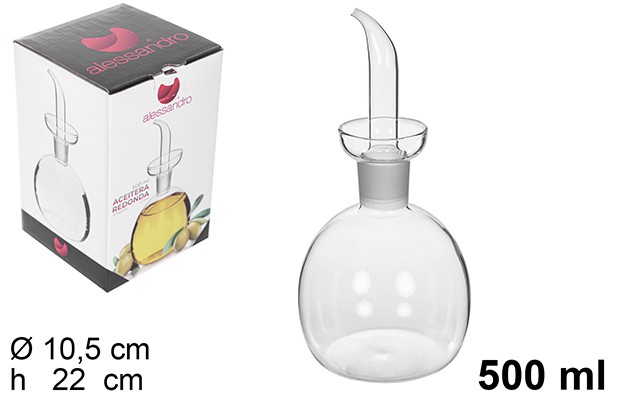 Aceitera cristal redonda antigoteo 500ml