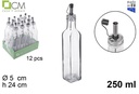 Aceitera vinajera cristal cuadrada tapon acero antigoteo 250ml