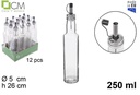 Aceitera vinajera cristal redonda tapon acero antigoteo 250ml
