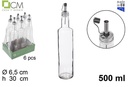 Aceitera vinajera cristal redonda tapon acero antigoteo 500ml