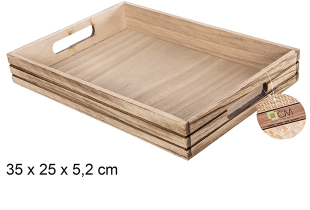 Bandeja madera vintage 35x25x5.2cm