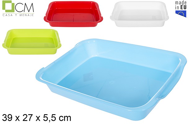 Bandeja rectangular 39x27x5,5 colores surtidos.