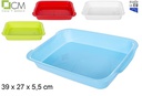 Bandeja rectangular 39x27x5,5 colores surtidos.