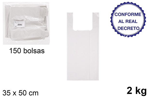 Bolsa camiseta blanca reciblable 2kg 35x50