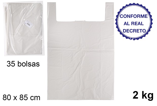 Bolsa camiseta blanca reciblable 2kg 80x85