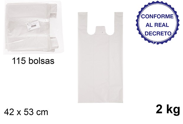 Bolsa camiseta blanca reciclable 2 kg 42x53