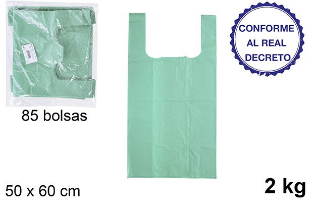 Bolsa camiseta verde reciclable 2kg