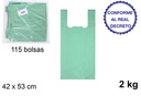 Bolsa camiseta verde reciclable 2kg 42x53
