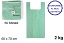 Bolsa camiseta verde reciclable 2kg 60x70