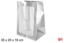 Bolsa regalo c/ventana plata 35x25x18cm