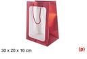 Bolsa regalo c/ventana roja 30x20x16cm
