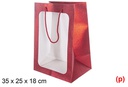 Bolsa regalo c/ventana roja 35x25x18cm