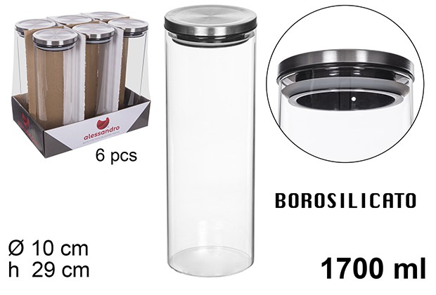 Bote borosilicato tapa acero 1700ml