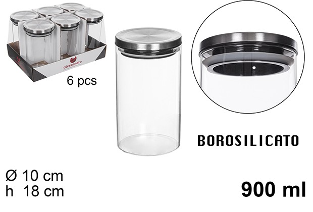 Bote borosilicato tapa acero 900ml