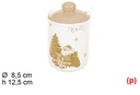 Bote ceramica con cuchara navidad oro new 8.5x8.5x12.5cm