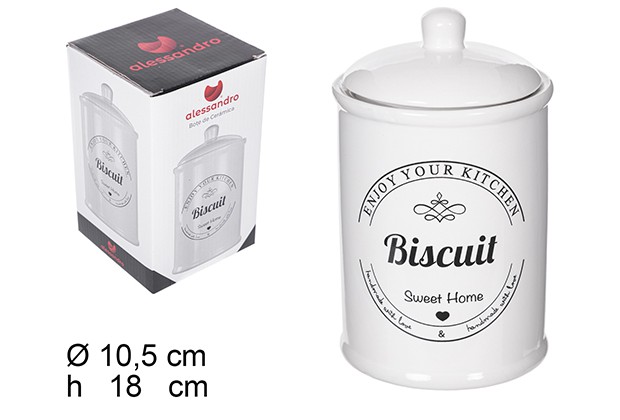 Bote cocina con tapa ceramica blanca deco biscuit