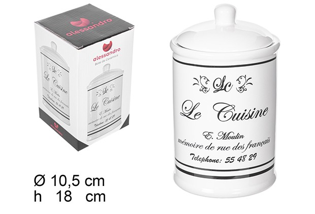 Bote cocina con tapa ceramica blanca deco le cuisine