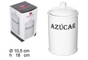 Bote cocina con tapa ceramica blanca letrero azucar