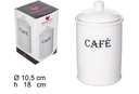 Bote cocina con tapa ceramica blanca letrero cafe