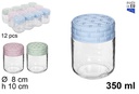 Bote cristal 350ml. tapa ratan colores pastel.