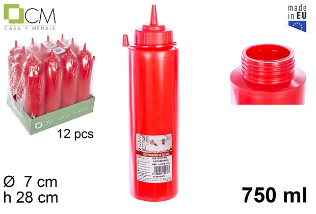 Bote ketchup 750ml plastico boca ancha