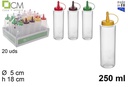 Bote salsa 250ml plast.transparente tapa color surtidos