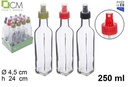 Botella cristal cuadrada con pulverizado 250ml colores