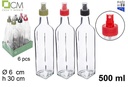 Botella cristal cuadrada con pulverizado 500ml colores
