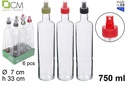 Botella cristal redonda con pulverizador 750ml colores