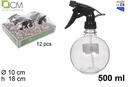 Botella plastico bola transparente con pulverizador negro 500ml.