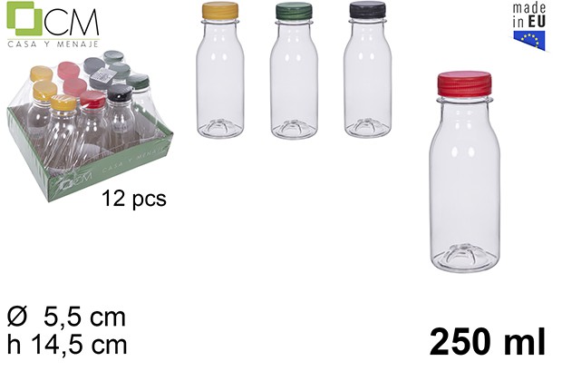 Botella plastico leche/zumo 250ml pet transparente