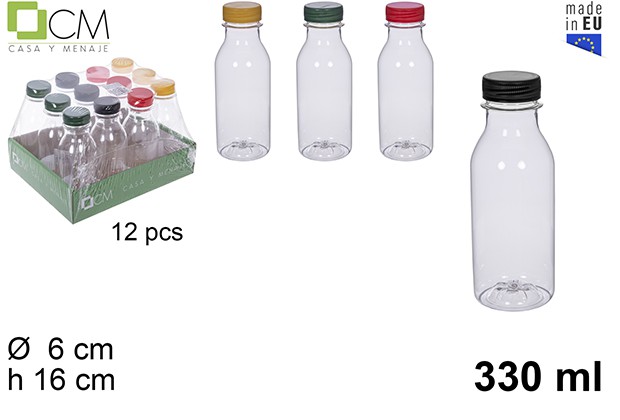 Botella plastico leche/zumo 330ml pet transparente