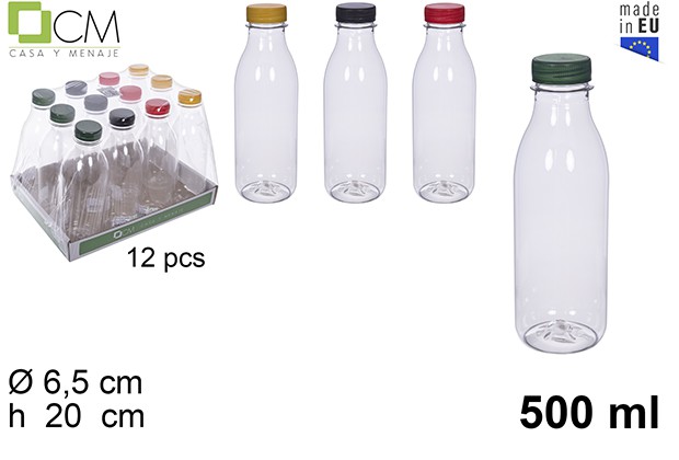 Botella plastico leche/zumo 500ml pet transparente