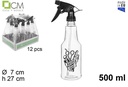 Botella plastico pulverizador negro peluquero barber shop 500 ml