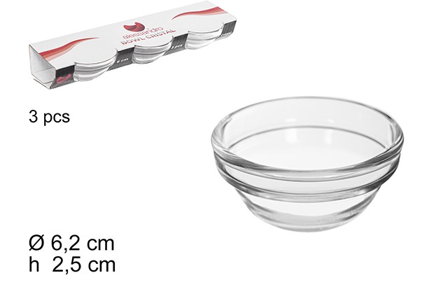 Bowl cristal pack 3 piezas 6cm