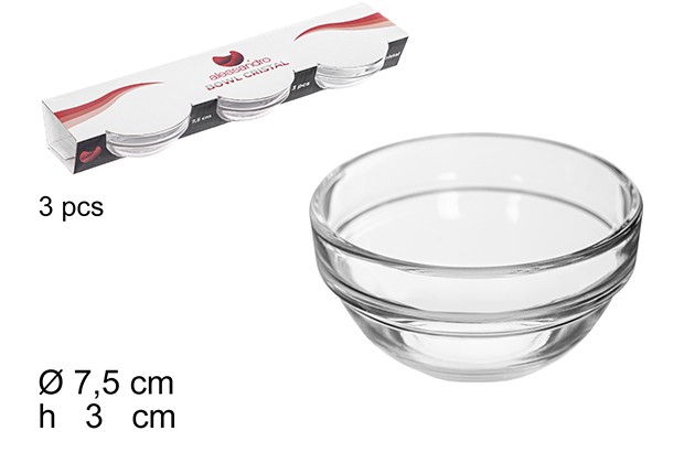 Bowl cristal pack 3 piezas 7.5cm