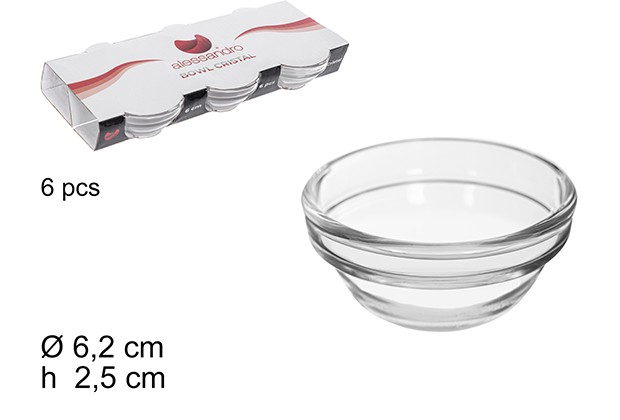 Bowl cristal pack 6 piezas 6cm